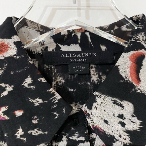 All Saints Adeliza Wing Abstract Shirt Black XS‎ - Picture 8 of 9